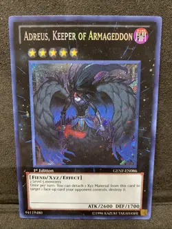 *** ADREUS, KEEPER OF ARMAGEDDON *** SECRET RARE 1ST EDITION GENF-EN086 YUGIOH! - Image 1