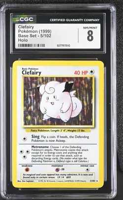 CGC 8 Clefairy 1999 Base Set 5/102 Holo Pokemon Card - Image 1