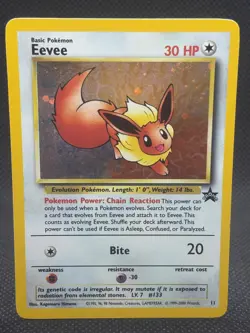 2000 POKEMON TCG CARD EEVEE #11 BLACK STAR PROMO POKEMON LEAGUE HOLO - Image 1