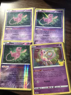 Pokemon Mew 29/124 Holo & Reverse Holo 4 Card Lot, 2 Holo, 1 reverse, 1 25th - Image 1