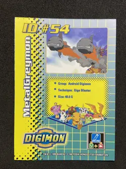 MetalGreymon ID #54 DP 480 Digimon Card Toy Exclusive Promo Bandai 1999 - Image 2
