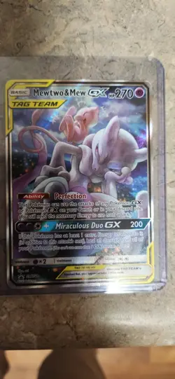 Pokemon TCG Mewtwo & Mew GX SM191 Holo Card Collectible Near Mint w/ Tin - Image 2