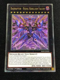 YUGIOH RAIDRAPTOR RISING REBLLION FALCON PHNI-EN045 1ST 25TH QUARTER CENTURY - Image 1
