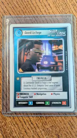 1994 Star Trek TNG CCG Geordi La Forge White Border Card - Image 1