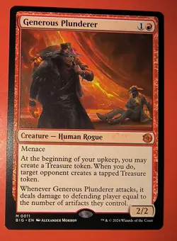 MTG, GENEROUS PLUNDERER - REGULAR FINISH- BIG - MYTHIC , NM #0011, UNPLAYED - Image 1