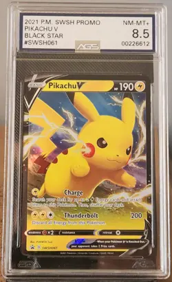 2021 Pokemon Sword & Shield Black Star Promo AGS 8.5 Pikachu V Holo #SWSH061 - Image 1