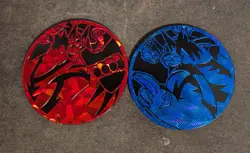 Pokemon Urshifu Jumbo Coins Red & Blue - Image 1