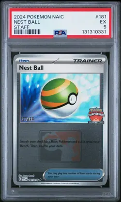 2024 POKEMON NORTH AMERICA INTERNATIONAL CHAMPIONSHIPS 181 NEST BALL STAFF PSA 5 - Image 1