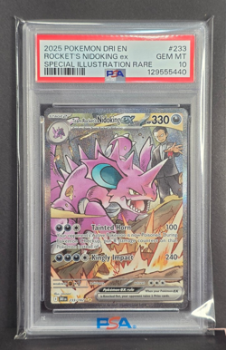 2025 Pokemon Team Rocket's Nidoking ex Special Illustration Rare 233/182 PSA 10 - Image 1