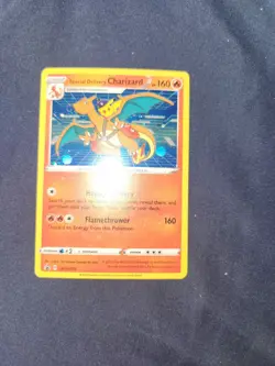 Pokemon TCG Special Delivery Charizard SWSH075 Black Star Promo Holo Swirl Rare - Image 1