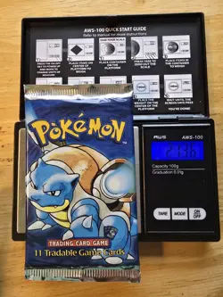 21.36g HEAVY SHADOWLESS 1999 Pokemon Blastoise Art Base Set Booster Pack Sealed - Image 1