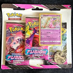 Pokemon TCG Sword & Shield Fusion Strike 3-Pack Blister Espeon Promo Sealed - Image 1