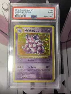 2016 pokemon XY Nidoking-Holo Evolutions Rare PSA 9 #45 - Image 1