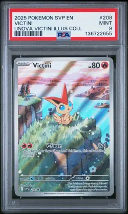 2025 POKEMON SVP EN BLACK STAR PROMO 208 VICTINI ILLUSTRATION COLLECTION PSA 9 - Image 1