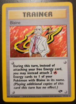Pokemon TCG Holo Blaine Trainer 17/132 Gym Challenge Moderately Played MP - Image 2