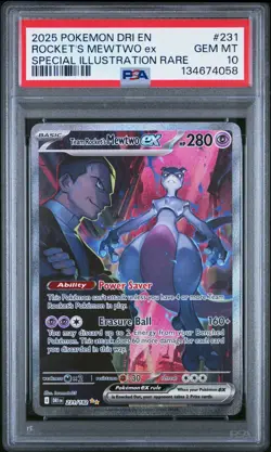 2025 Pokemon TCG Team Rocket’s Mewtwo EX 231/182 SIR Destined Rivals PSA 10 - Image 1