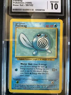 1999 POKEMON POLIWAG BASE SET 59/102 CGC GRADED GEM MINT 10 ENGLISH VINTAGE - Image 3