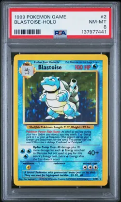 1999 POKEMON BASE SET UNLIMITED #2 BLASTOISE-HOLO PSA 8 - Image 1