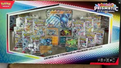 Pokemon Prismatic Evolutions LUCARIO TYRANITAR Premium Collection Box NISB - Image 1