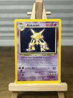 Pokemon TCG Alakazam Base Set Holo Card 1/102 Unlimited Holo Rare, LP Condition - Image 1