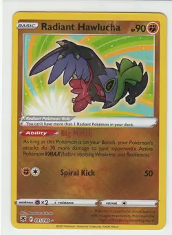 Radiant Hawlucha SHINY HOLO RARE card 081/189 SWSH Astral Radiance 2022 Pokemon - Image 1