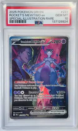 Pokemon Team Rocket's Mewtwo ex Destined Rivals SIR 231/182 PSA 10 Gem Mint - Image 1