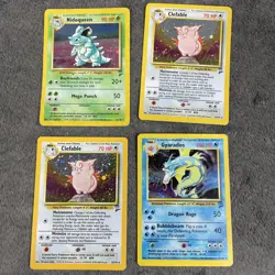 Pokemon TCG Base Set 2 Nidoqueen Clefable Gyarados Holo Rare Bundle MP-HP - Image 1