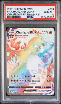 2020 POKEMON SWORD & SHIELD CHAMP'S PATH SECRET FULL ART/CHARIZARD VMAX PSA 10 - Image 1