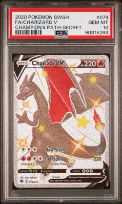 2020 POKEMON SWORD & SHIELD CHAMP'S PATH SECRET #079 FULL ART/CHARIZARD V PSA 10 - Image 1