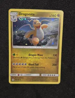 POKEMON DRAGONITE 96/149 RARE COSMOS HOLOFOIL WITH HALF GALAXY SWIRL SUN & MOON - Image 1