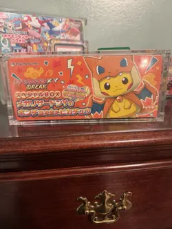Japanese Pokemon Center Pikachu Poncho Mega Charizard Y special Box pokemon TCG - Image 1