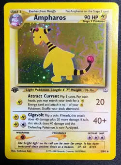 Ampharos 01/64 Neo Revelation Holo, 1st Edition, Pokemon, Near Mint - Image 1