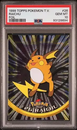 1999 Topps Pokemon T.V. RAICHU FOIL #26 PSA GEM MT 10 - Image 1
