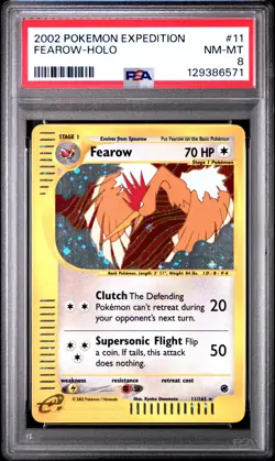 2002 Pokemon Expedition #11 Fearow Holo PSA 8 NM-MT - Image 1