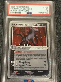 2006 POKEMON EX HOLON PHANTOMS #101 MIGHTYENA EX-HOLO PSA 8 - Image 1