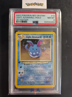 First Edition 2002 Pokemon Neo Destiny 13/105 Light Azumarill Holo PSA NM-MT 8 - Image 1