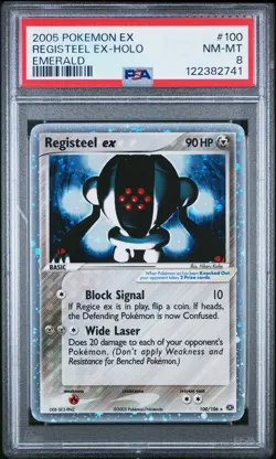 2005 POKEMON EX EMERALD #100 REGISTEEL EX-HOLO PSA 8 - Image 1
