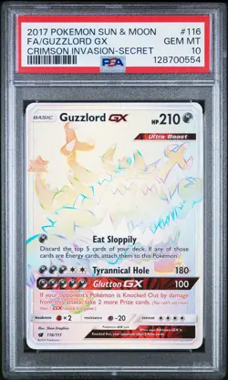 PSA 10 Guzzlord GX #116 Pokemon SM Crimson Invasion English 2017 - Image 1