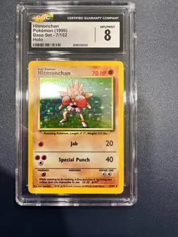 CGC 8 Hitmonchan 007/102 Base Set Holo Pokemon - Image 1
