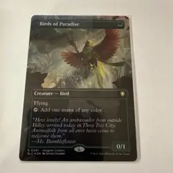 MTG: BOP Birds of Paradise (Borderless) Commander: Bloomburrow Foil - Green - - Image 1