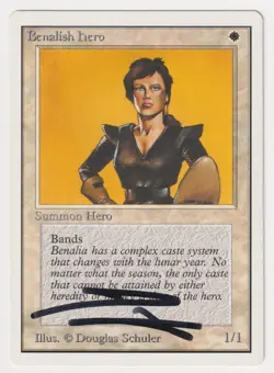 Signed Benalish Hero MP Unlimited Edition Artist Douglas Shuler 1993 MTG Magic! - Image 1