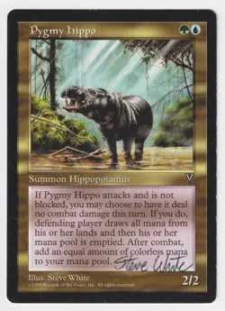 Signed Pygmy Hippo MP Visions Artist Steve White 1996 MTG Magic Reserved List! - Image 1