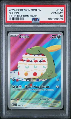 2024 POKEMON SCR EN-STELLAR CROWN ILLUSTRATION RARE #154 GULPIN PSA 10 - Image 1