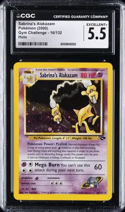 2000 POKEMON GYM CHALLENGE HOLO #16/132 SABRINA'S ALAKAZAM CGC 5.5 - Image 1