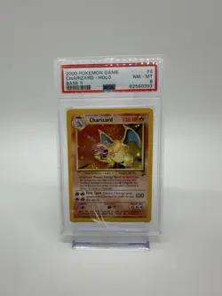 2000 Pokemon Charizard #4 Holo Base Set II WOTC Graded PSA 8 NM-MT Cracked Case - Image 1