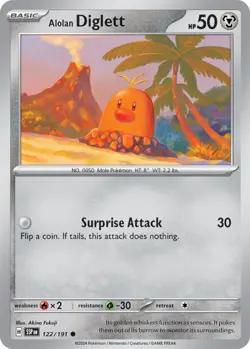 Alolan Diglett - 122/191 - Common - Reverse Holo NM, English Pokemon Surging Spa - Image 1