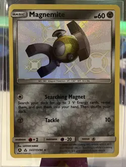 Pokemon TCG Magnemite Hidden Fates SV27/SV94 Holo Shiny Holo Rare NM - Image 1