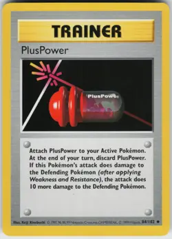 Pokemon TCG PlusPower 084/102 Base Set (Shadowless) Uncommon card Unlimited LP - Image 1
