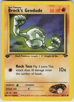 Pokemon TCG Brock's Geodude 068/132 Gym Challenge Common card 1st Edition LP - Image 1