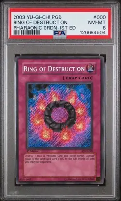 2003 Yu-Gi-Oh! Ring of Destruction PGD-000 1st Edition Secret Rare PSA 8 - Image 1